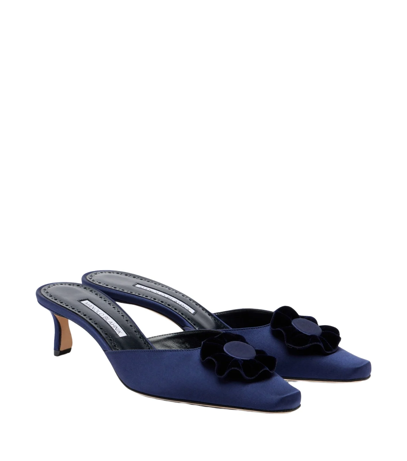 Caulon floral-appliqué silk satin mules Caulon floral-appliqué silk satin mules