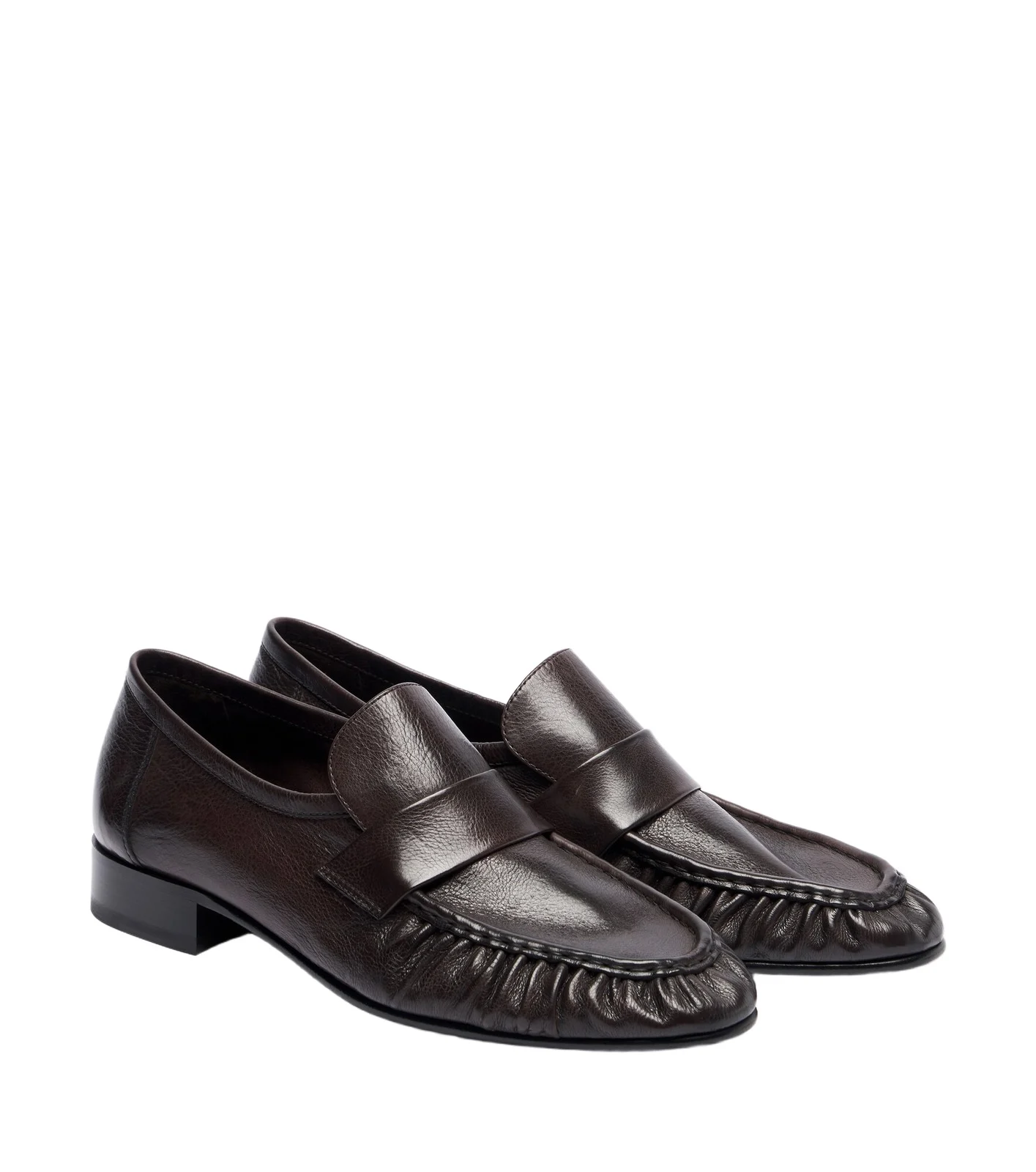 Soft ruched leather loafers
