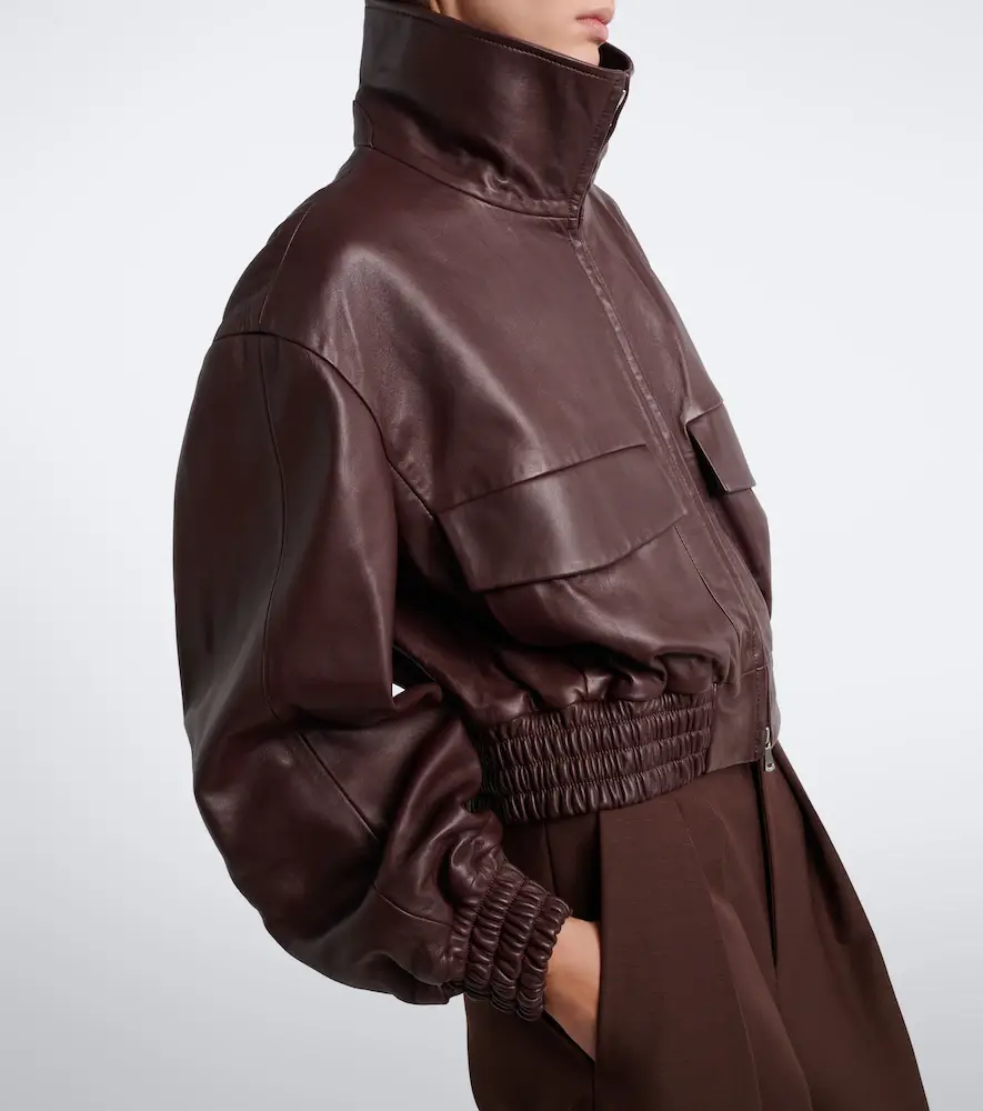 Nour Hammour Shearling-trimmed leather blouson jacket | Thumbnail 3