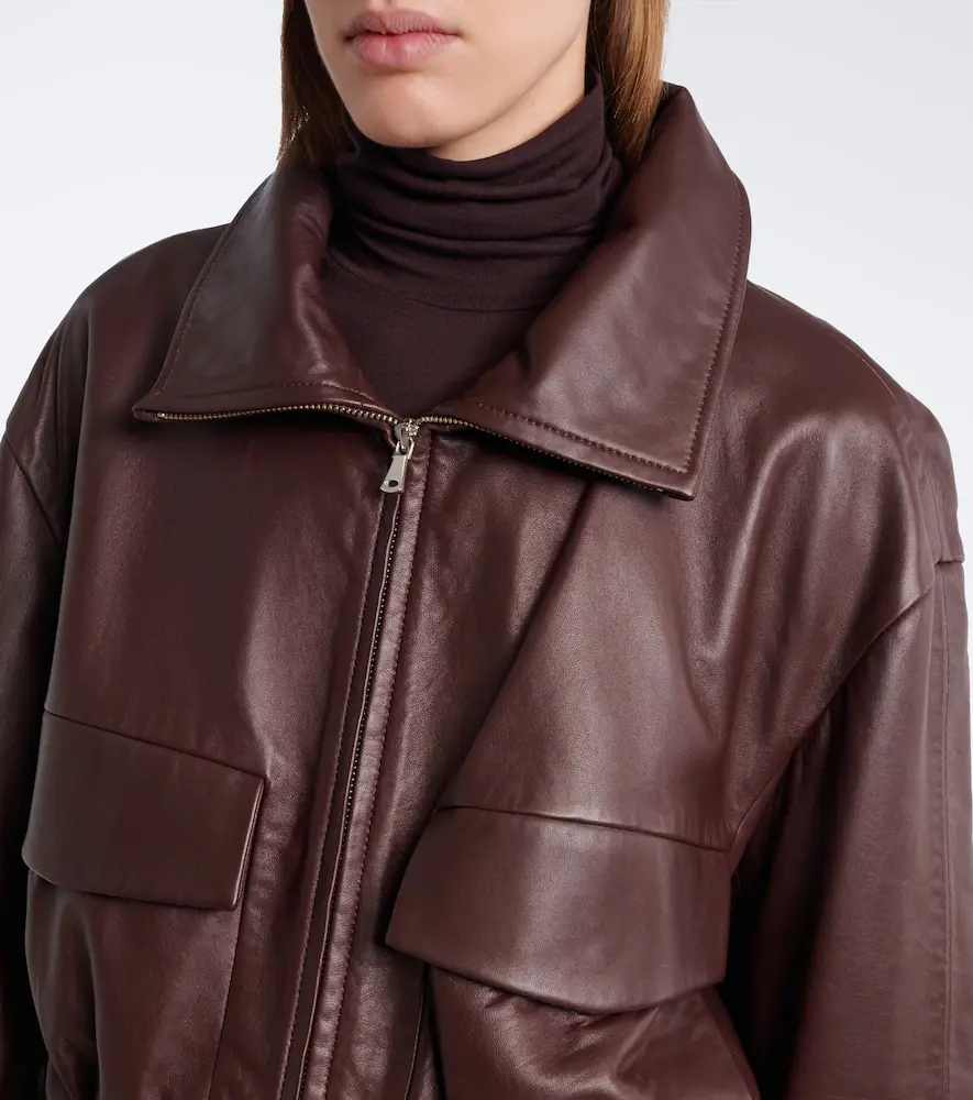Nour Hammour Shearling-trimmed leather blouson jacket | Thumbnail 4