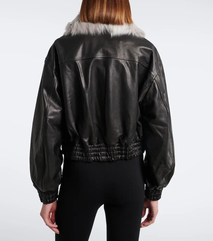 Nour Hammour Shearling-trimmed leather blouson jacket | Thumbnail 4 Nour Hammour Shearling-trimmed leather blouson jacket | Thumbnail 4