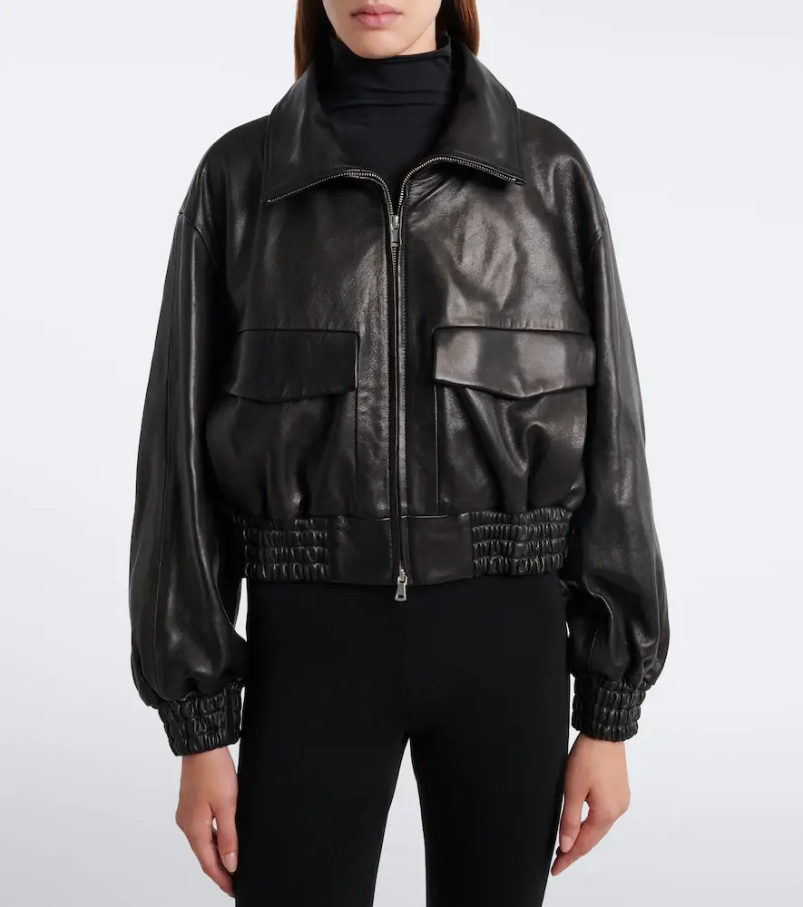 Nour Hammour Shearling-trimmed leather blouson jacket | Thumbnail 6 Nour Hammour Shearling-trimmed leather blouson jacket | Thumbnail 6