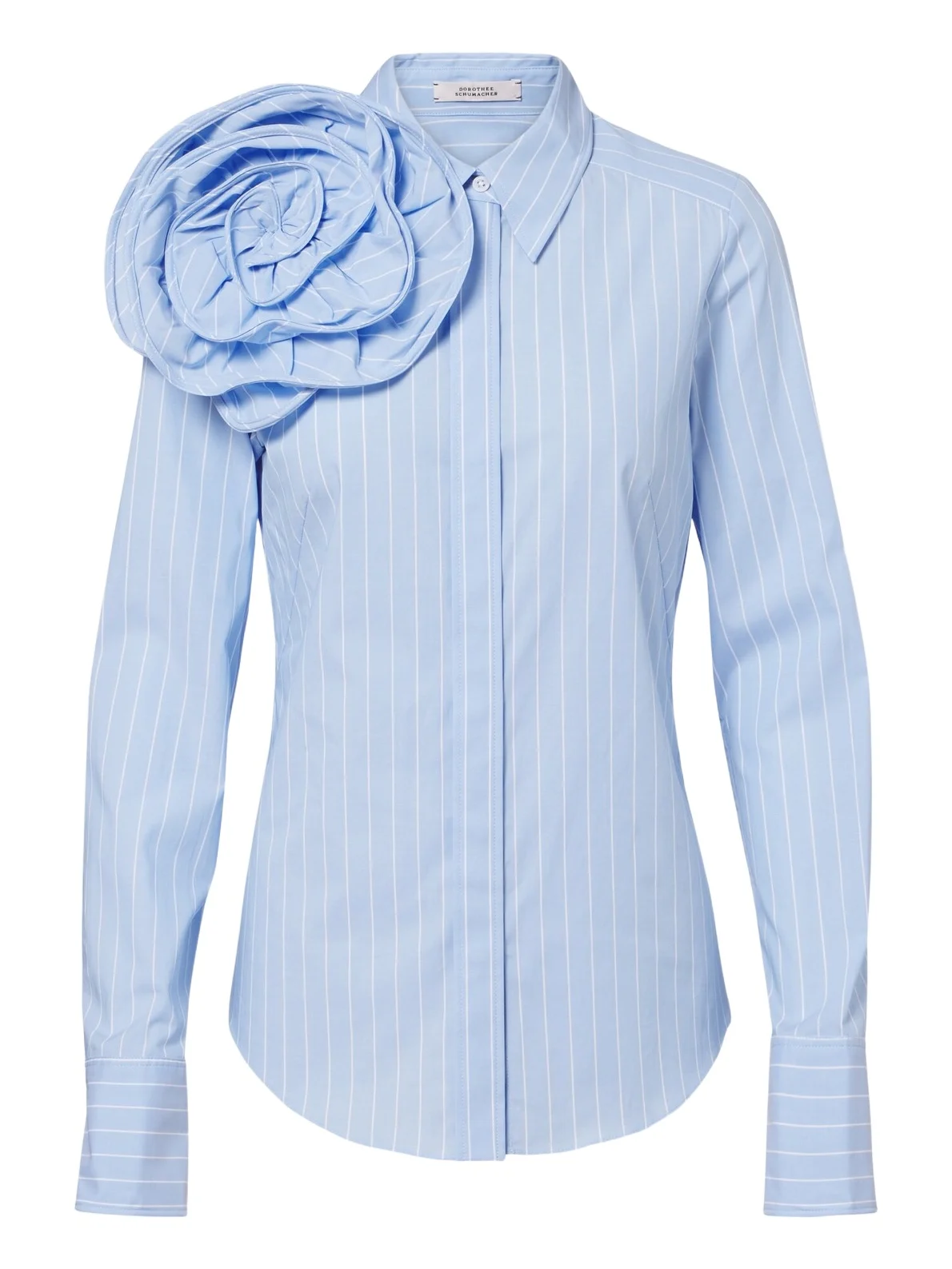 Striped Power floral-appliqué cotton-blend shirt