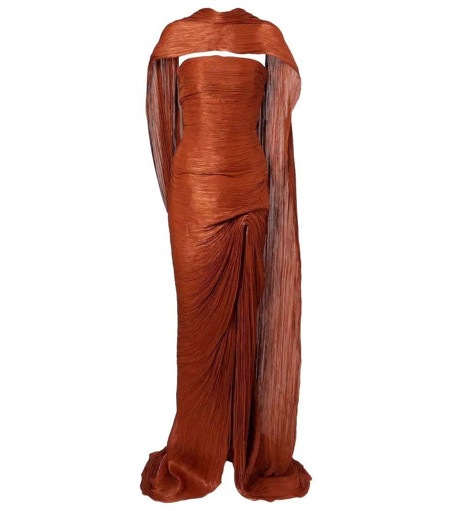 Marmar Halim Pleated taffeta bustier gown and scarf set | Image 1 Marmar Halim Pleated taffeta bustier gown and scarf set | Image 1