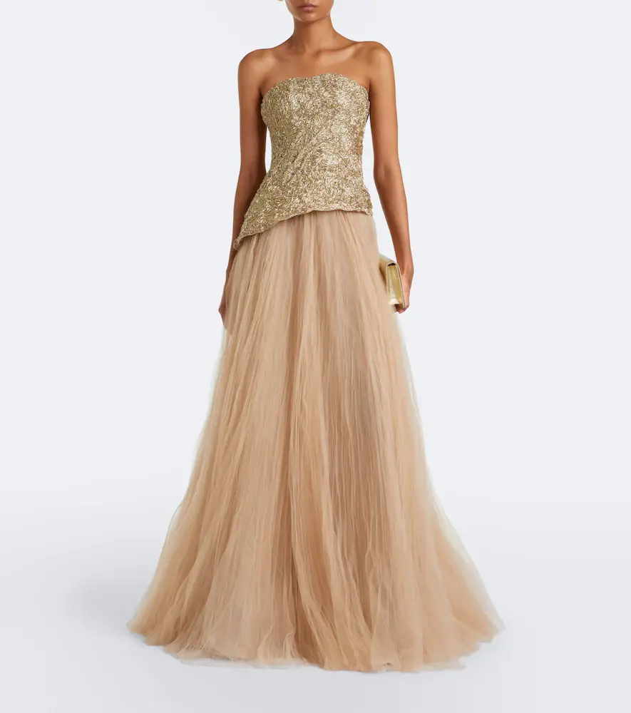 Marmar Halim Embroidered pleated tulle gown | Thumbnail 2 Marmar Halim Embroidered pleated tulle gown | Thumbnail 2