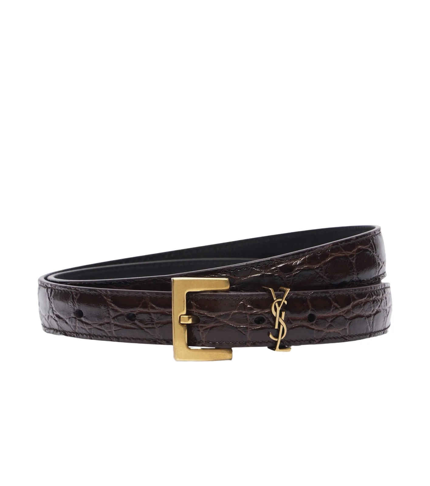 Saint Laurent Cassandre croc-effect leather belt