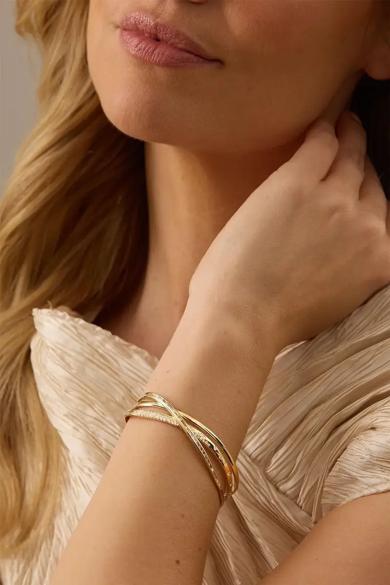 SARA WEINSTOCK Diamond Crossover Bangle Cuff Bracelet | Thumbnail 2
