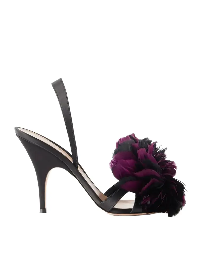 Gianvito Rossi 95 Feather-embellished Satin Sandals | Image 1 Gianvito Rossi 95 Feather-embellished Satin Sandals | Image 1