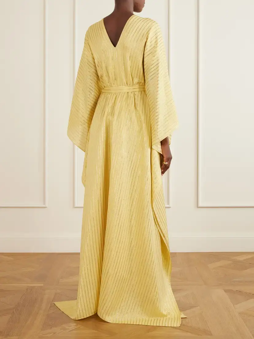 Taller Marmo Mojave Belted Lurex Fil Coupé Silk-blend Gown | Thumbnail 3 Taller Marmo Mojave Belted Lurex Fil Coupé Silk-blend Gown | Thumbnail 3