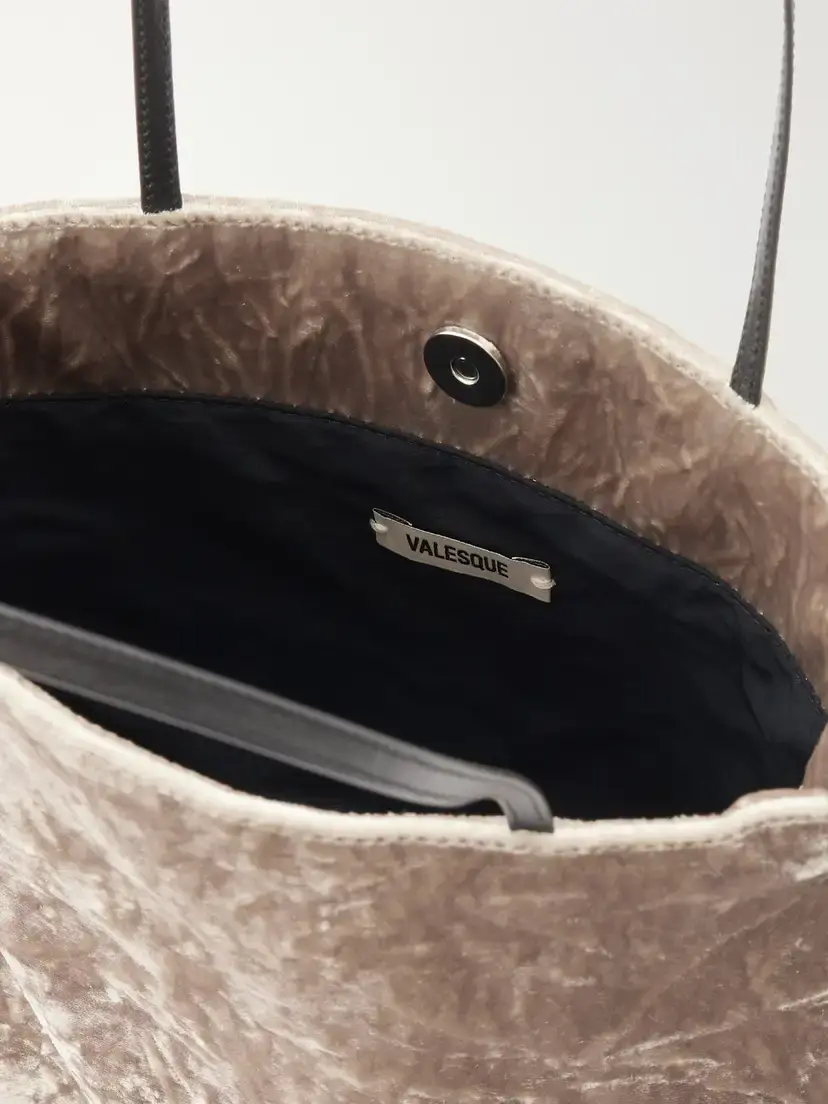 Valesque Thea Leather-trimmed Crushed-velvet Tote | Thumbnail 6 Valesque Thea Leather-trimmed Crushed-velvet Tote | Thumbnail 6