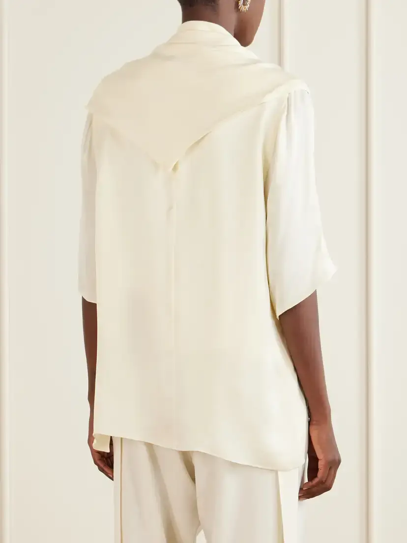 Sharon Wauchob Anita Scarf-detailed Satin T-shirt | Thumbnail 3 Sharon Wauchob Anita Scarf-detailed Satin T-shirt | Thumbnail 3