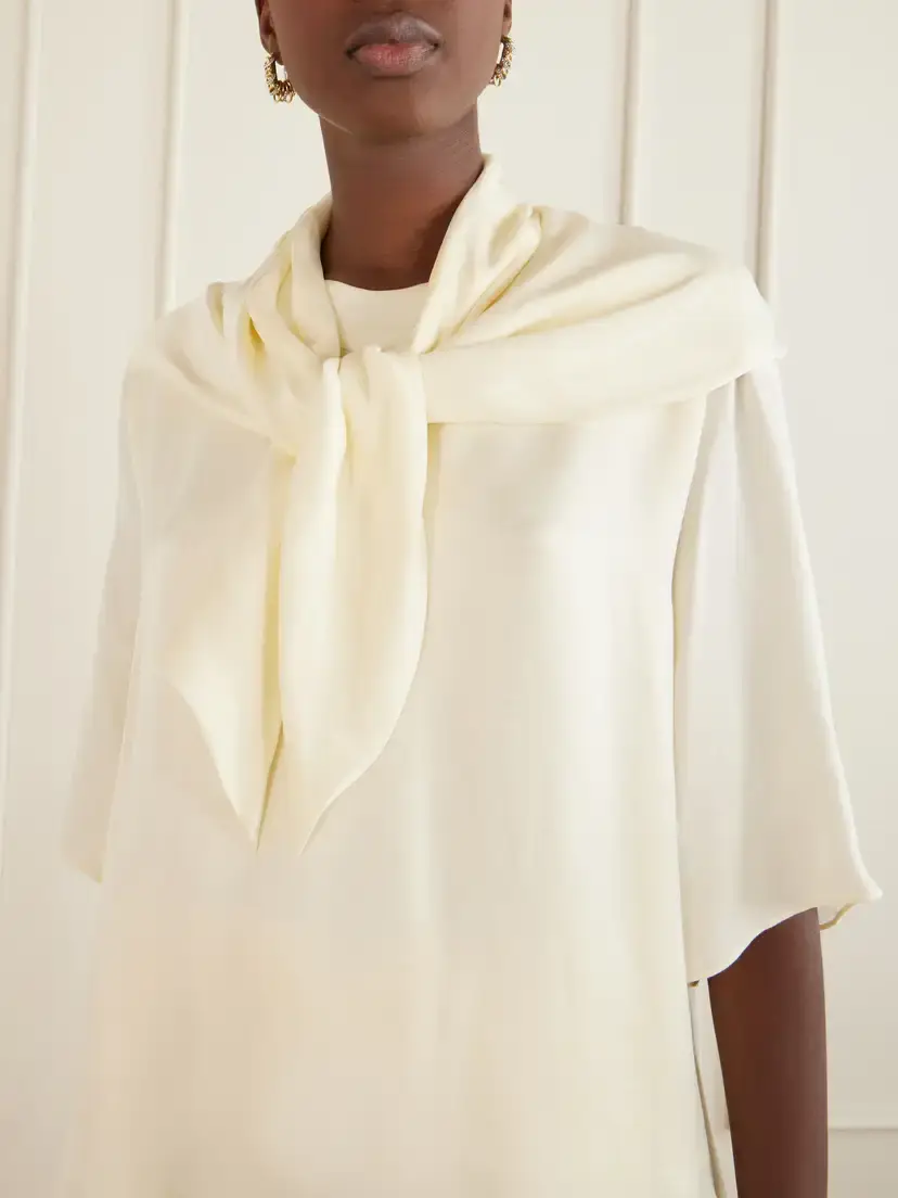 Sharon Wauchob Anita Scarf-detailed Satin T-shirt | Thumbnail 4 Sharon Wauchob Anita Scarf-detailed Satin T-shirt | Thumbnail 4
