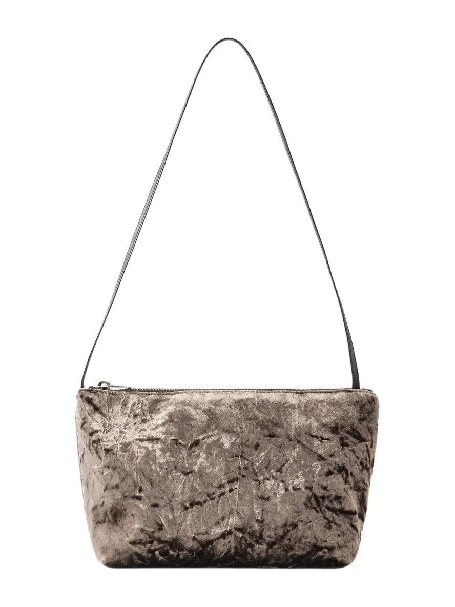 Corset Leather-trimmed Crushed Velvet Shoulder Bag Corset Leather-trimmed Crushed Velvet Shoulder Bag