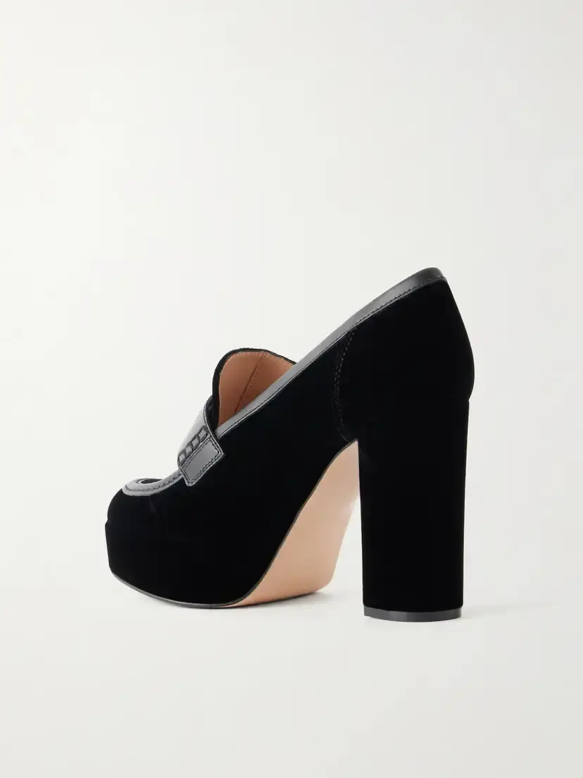 Gianvito Rossi Hadden 70 Leather-trimmed Velvet Pumps | Thumbnail 3