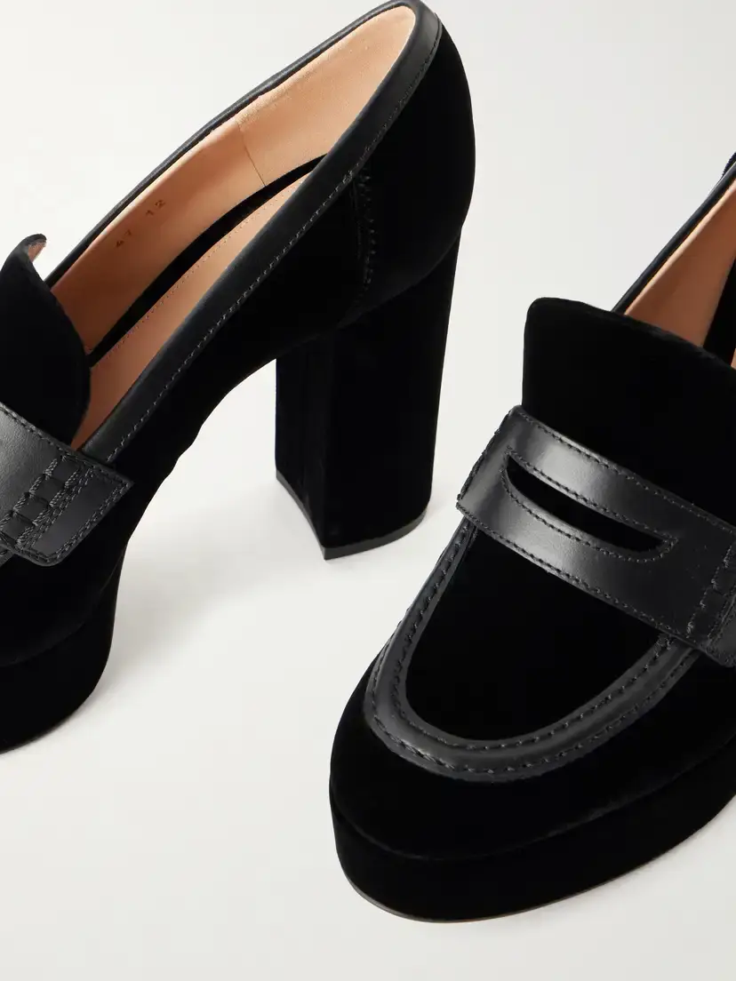 Gianvito Rossi Hadden 70 Leather-trimmed Velvet Pumps | Thumbnail 5