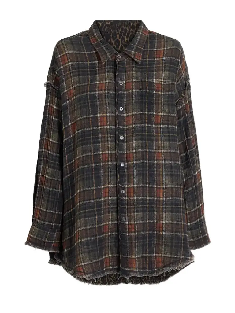 R13 Checked Cotton Reversible Shirt | Image 1 R13 Checked Cotton Reversible Shirt | Image 1