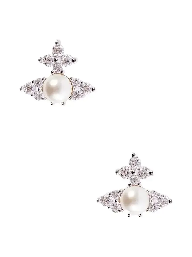 Fedora Silver-tone Pearl-effect Crystal Earrings Fedora Silver-tone Pearl-effect Crystal Earrings