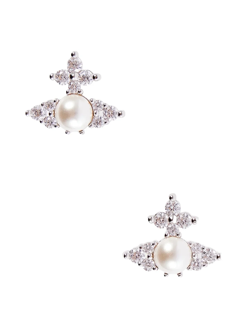 Fedora Silver-tone Pearl-effect Crystal Earrings Fedora Silver-tone Pearl-effect Crystal Earrings