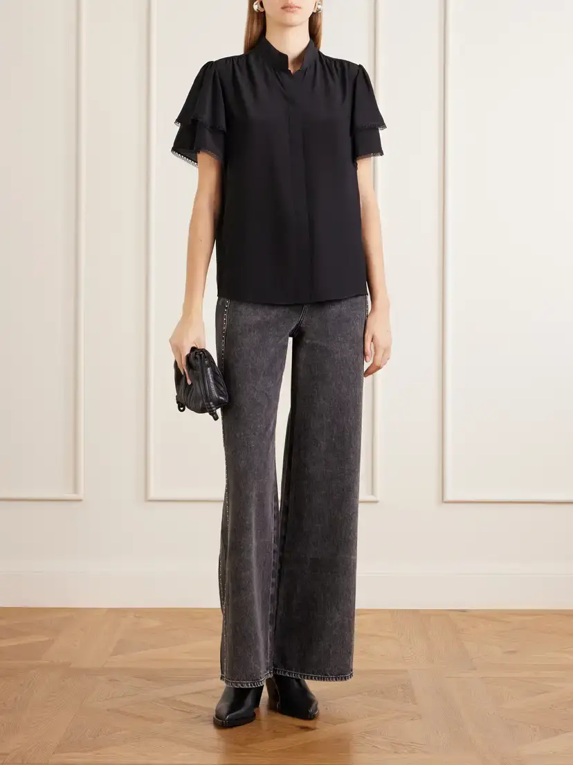 Frame Arcadia Lace-trimmed Silk Blouse | Thumbnail 2 Frame Arcadia Lace-trimmed Silk Blouse | Thumbnail 2