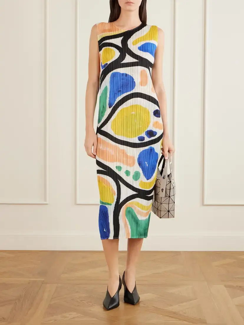 Pleats Please Issey Miyake Roll Printed Plissé Midi Dress | Thumbnail 2
