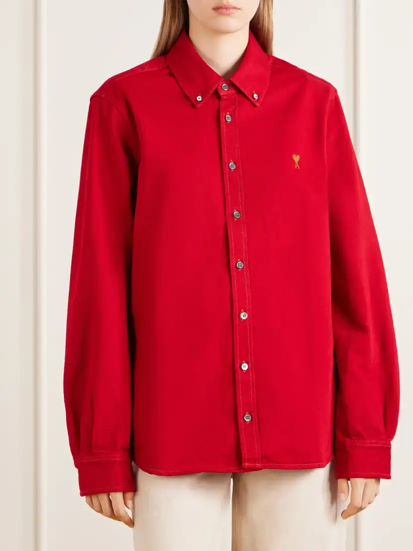 AMI PARIS Logo-embroidered Cotton-twill Shirt | Thumbnail 3 AMI PARIS Logo-embroidered Cotton-twill Shirt | Thumbnail 3