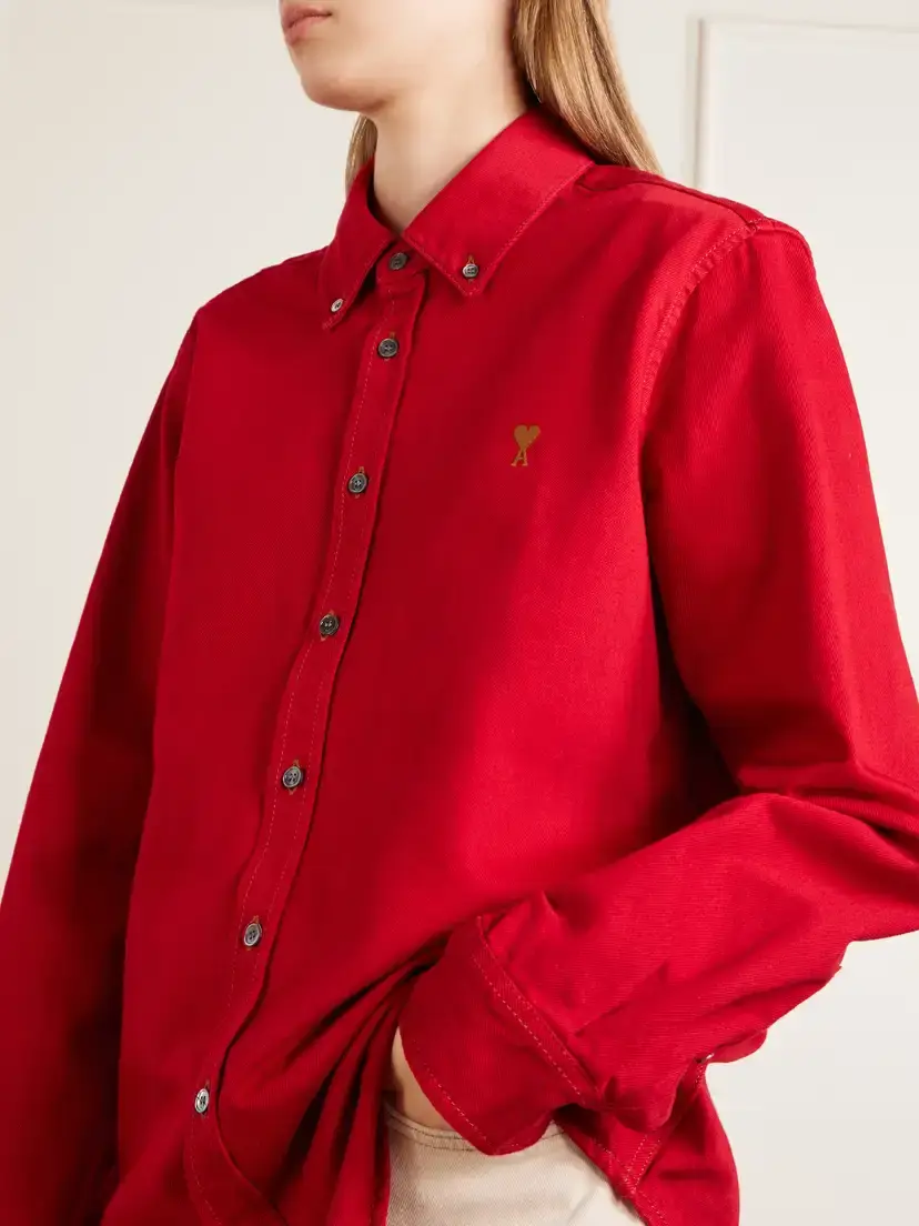 AMI PARIS Logo-embroidered Cotton-twill Shirt | Thumbnail 5 AMI PARIS Logo-embroidered Cotton-twill Shirt | Thumbnail 5