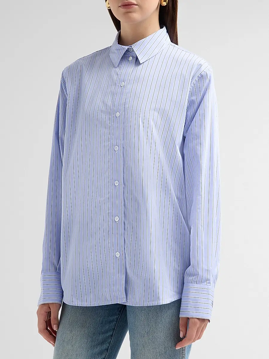 Anine Bing Women's Essie Striped Cotton Button-Front Shirt | Thumbnail 4 Anine Bing Women's Essie Striped Cotton Button-Front Shirt | Thumbnail 4