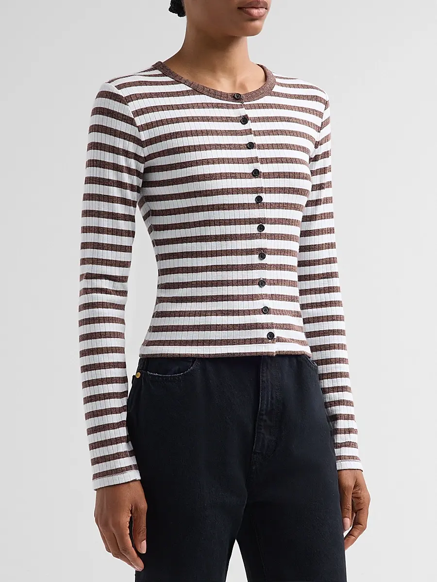 rag & bone Women's The Wide Striped Rib-Knit Cardigan | Thumbnail 4 rag & bone Women's The Wide Striped Rib-Knit Cardigan | Thumbnail 4