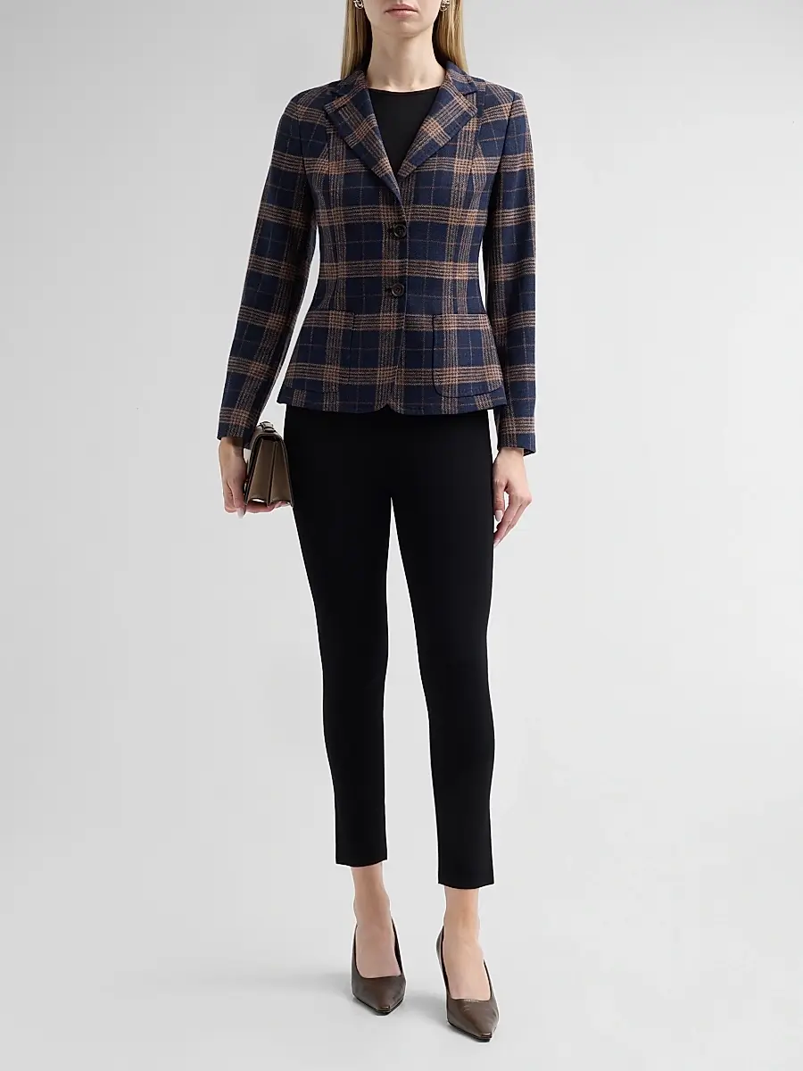 Kiton Women's Plaid Wool-Cotton Blazer | Thumbnail 2
