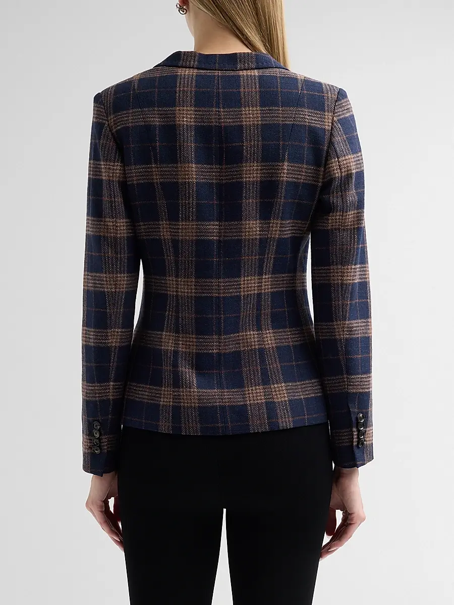 Kiton Women's Plaid Wool-Cotton Blazer | Thumbnail 3