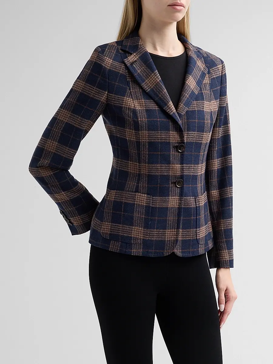 Kiton Women's Plaid Wool-Cotton Blazer | Thumbnail 4