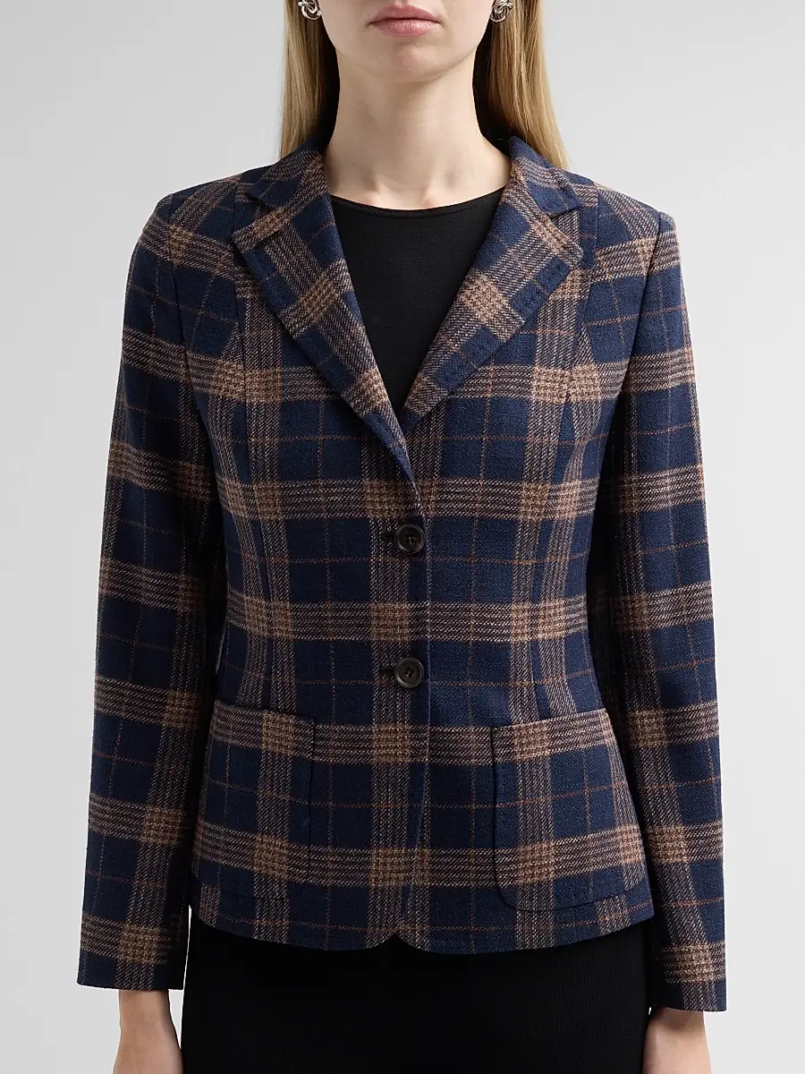 Kiton Women's Plaid Wool-Cotton Blazer | Thumbnail 5