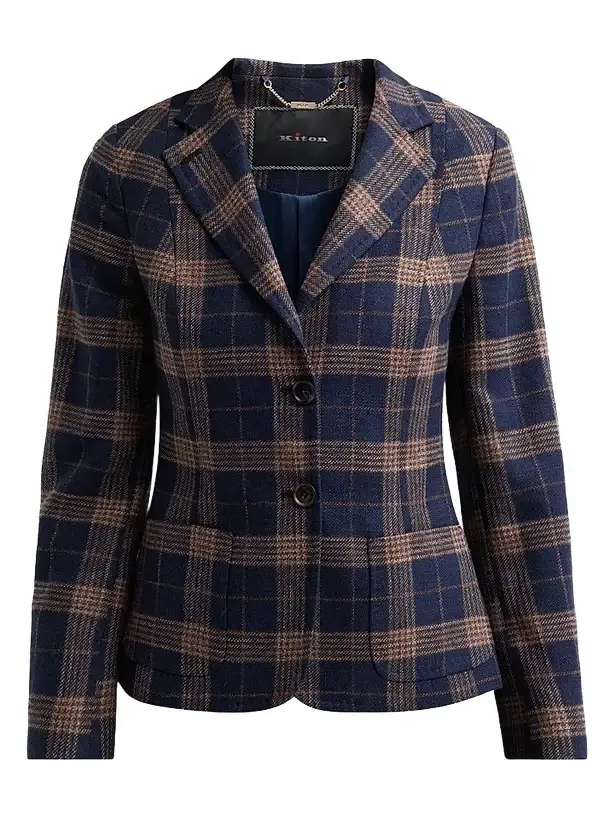 Women's Plaid Wool-Cotton Blazer
