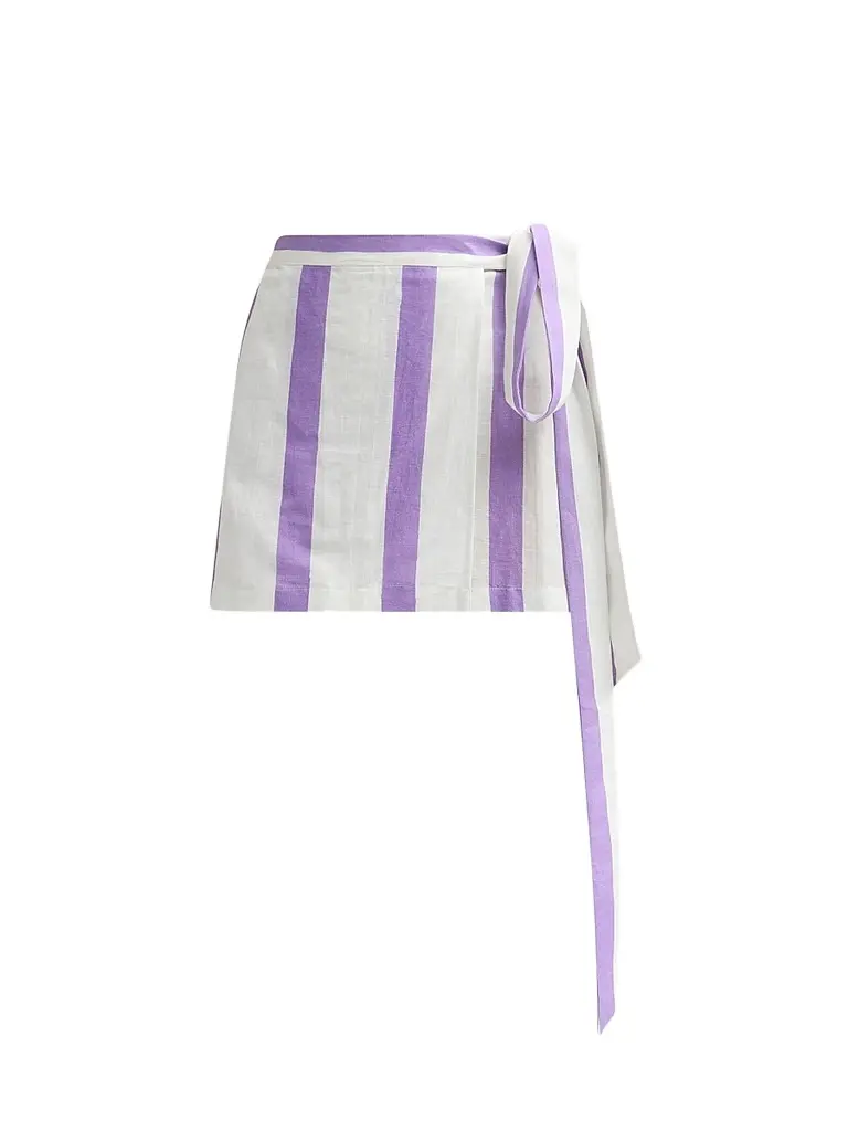 VERANDAH Women's Bejewelled Wrap Mini Skirt - Ivory And Lilac - Size XL | Image 1 VERANDAH Women's Bejewelled Wrap Mini Skirt - Ivory And Lilac - Size XL | Image 1