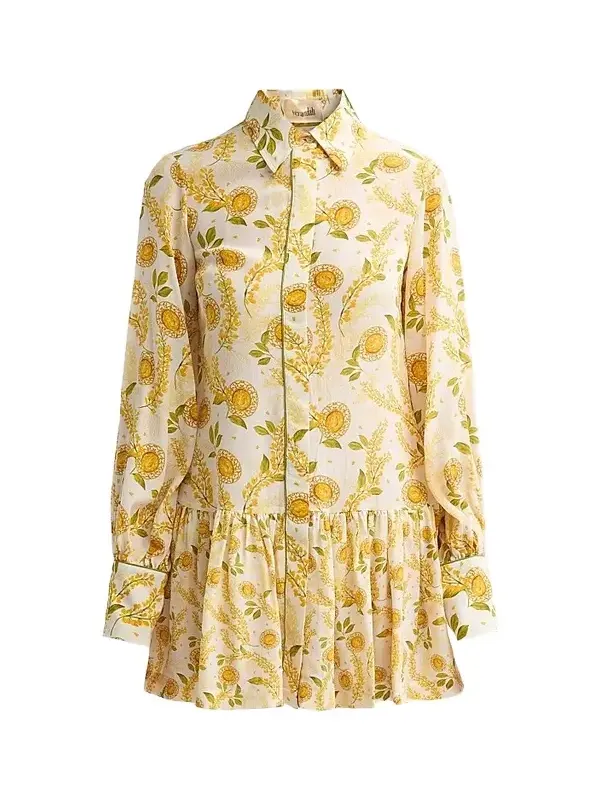 Women's Bejewelled Frill Mini Shirtdress