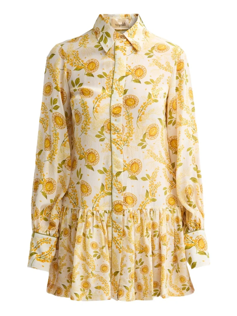 Women's Bejewelled Frill Mini Shirtdress