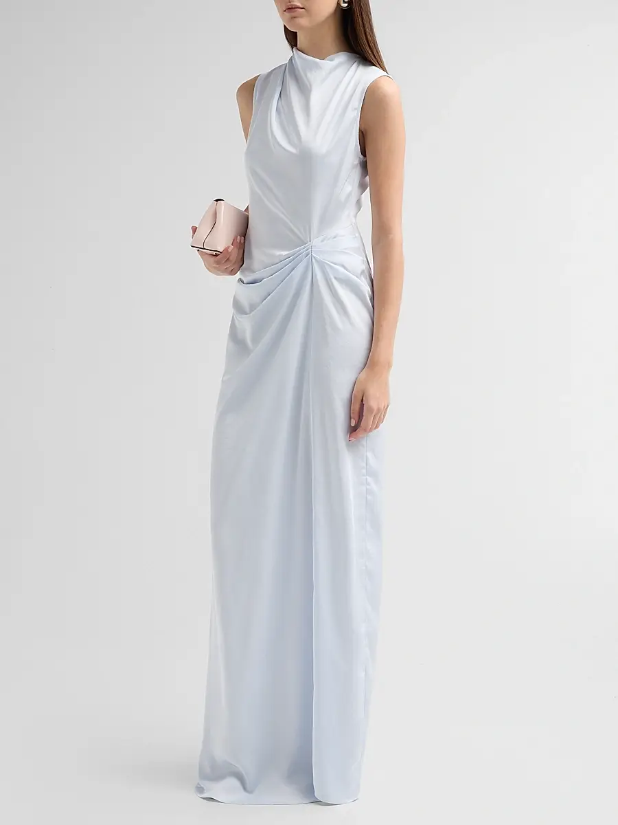 Lapointe Women's Sleeveless Draped Lightweight Satin Gown | Thumbnail 4 Lapointe Women's Sleeveless Draped Lightweight Satin Gown | Thumbnail 4