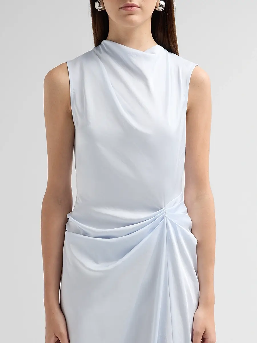 Lapointe Women's Sleeveless Draped Lightweight Satin Gown | Thumbnail 5 Lapointe Women's Sleeveless Draped Lightweight Satin Gown | Thumbnail 5