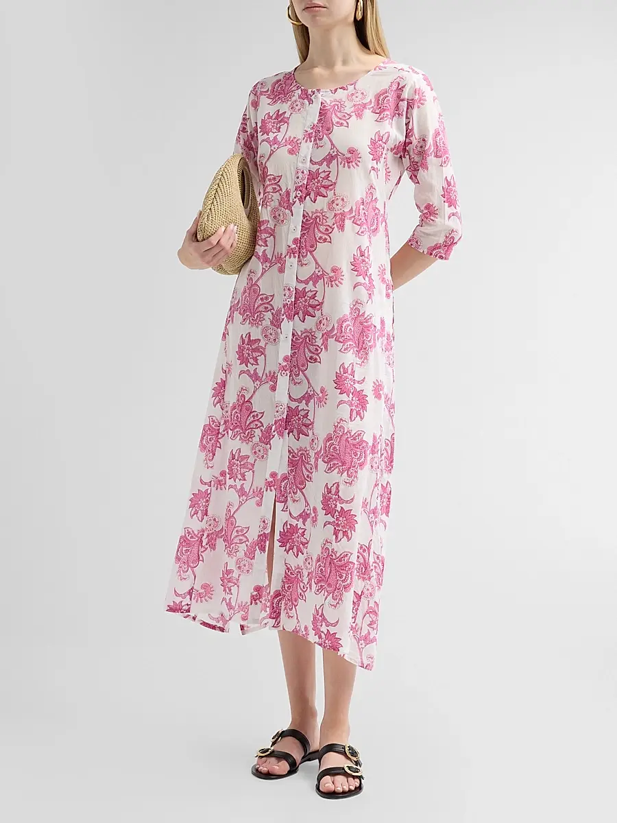 Ro's Garden Women's Blair Floral Cotton Long Kurta Dress | Thumbnail 4
