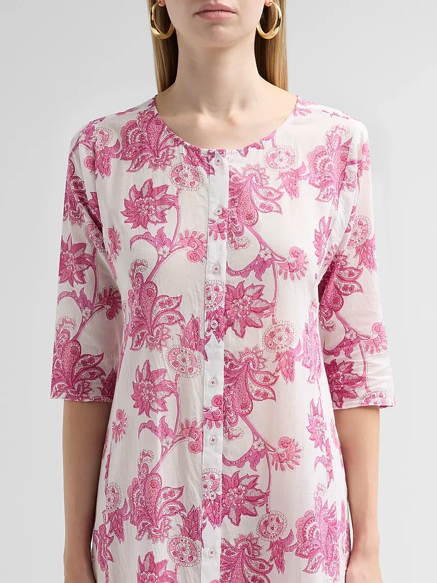 Ro's Garden Women's Blair Floral Cotton Long Kurta Dress | Thumbnail 5