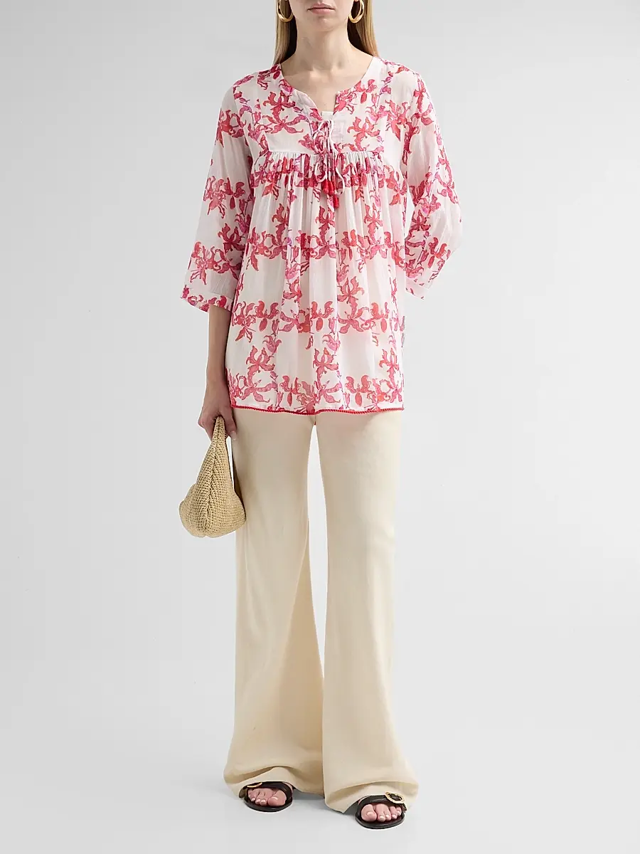 Ro's Garden Women's Seychelles Floral Cotton Short Tunic | Thumbnail 2 Ro's Garden Women's Seychelles Floral Cotton Short Tunic | Thumbnail 2