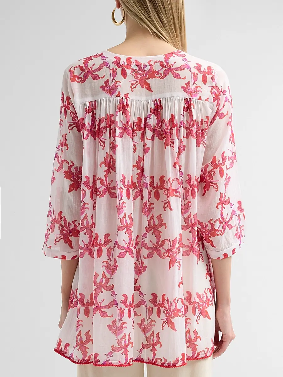 Ro's Garden Women's Seychelles Floral Cotton Short Tunic | Thumbnail 3 Ro's Garden Women's Seychelles Floral Cotton Short Tunic | Thumbnail 3