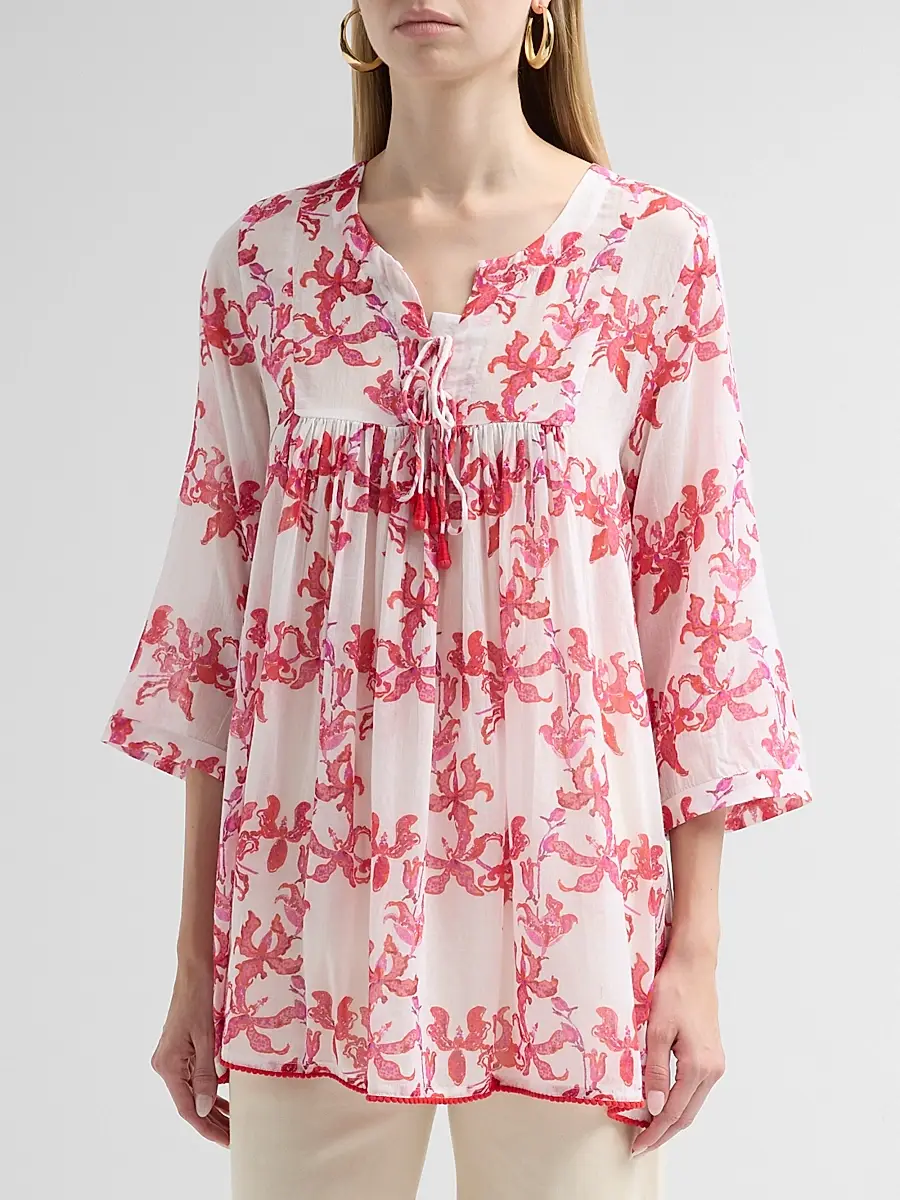 Ro's Garden Women's Seychelles Floral Cotton Short Tunic | Thumbnail 4 Ro's Garden Women's Seychelles Floral Cotton Short Tunic | Thumbnail 4