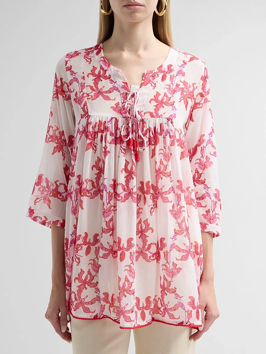 Ro's Garden Women's Seychelles Floral Cotton Short Tunic | Thumbnail 5 Ro's Garden Women's Seychelles Floral Cotton Short Tunic | Thumbnail 5