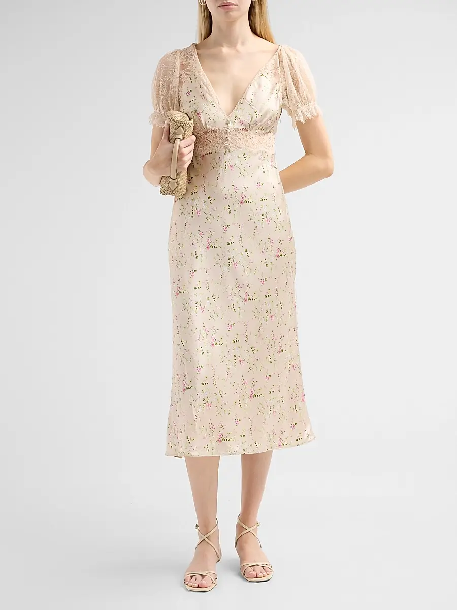 Cami NYC Women's Dinah Floral Silk Midi Dress | Thumbnail 2