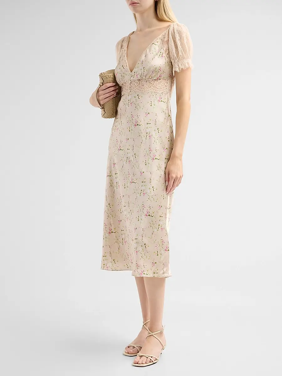 Cami NYC Women's Dinah Floral Silk Midi Dress | Thumbnail 4