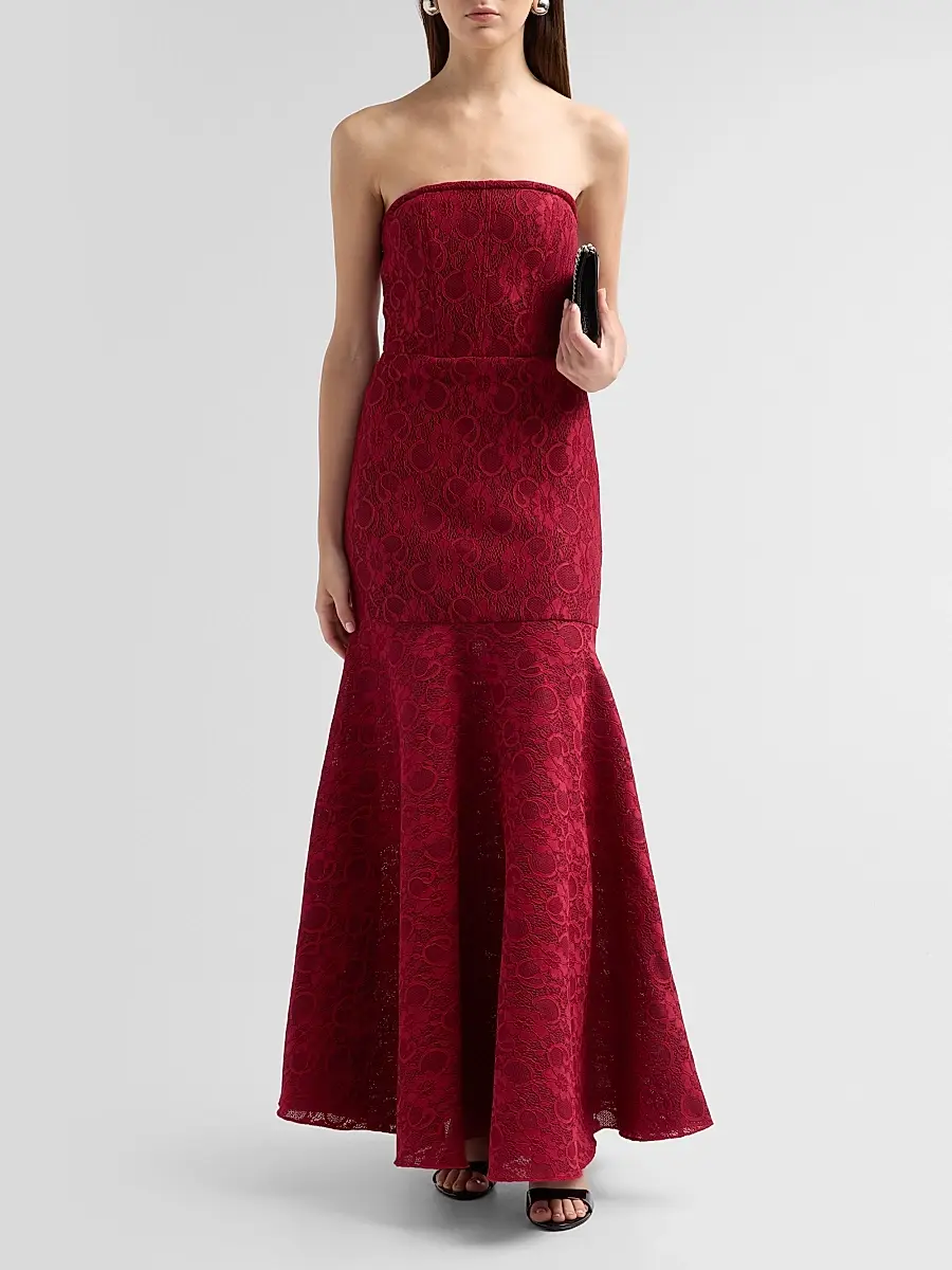 BLACK HALO Women's Kristy Strapless Lace Jacquard Trumpet Gown | Thumbnail 2 BLACK HALO Women's Kristy Strapless Lace Jacquard Trumpet Gown | Thumbnail 2