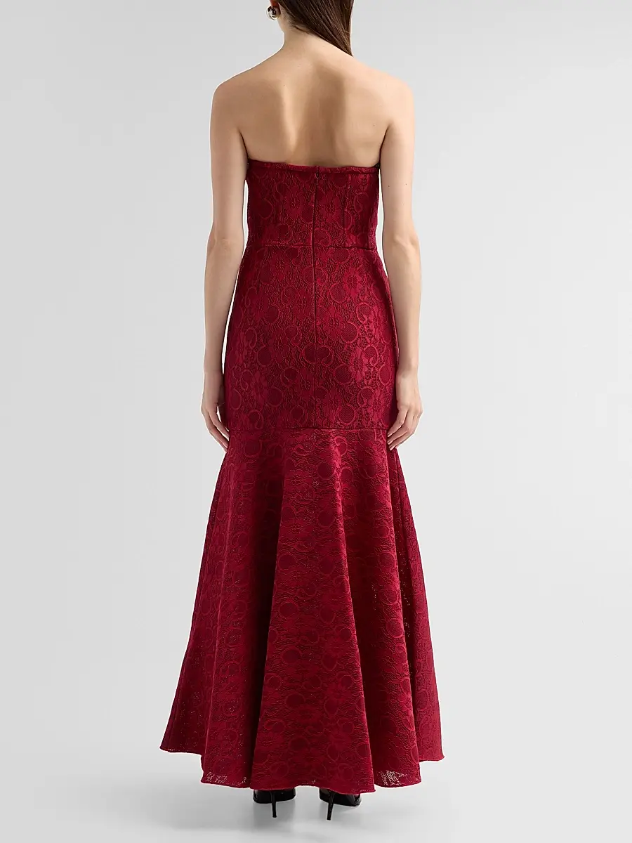 BLACK HALO Women's Kristy Strapless Lace Jacquard Trumpet Gown | Thumbnail 3 BLACK HALO Women's Kristy Strapless Lace Jacquard Trumpet Gown | Thumbnail 3