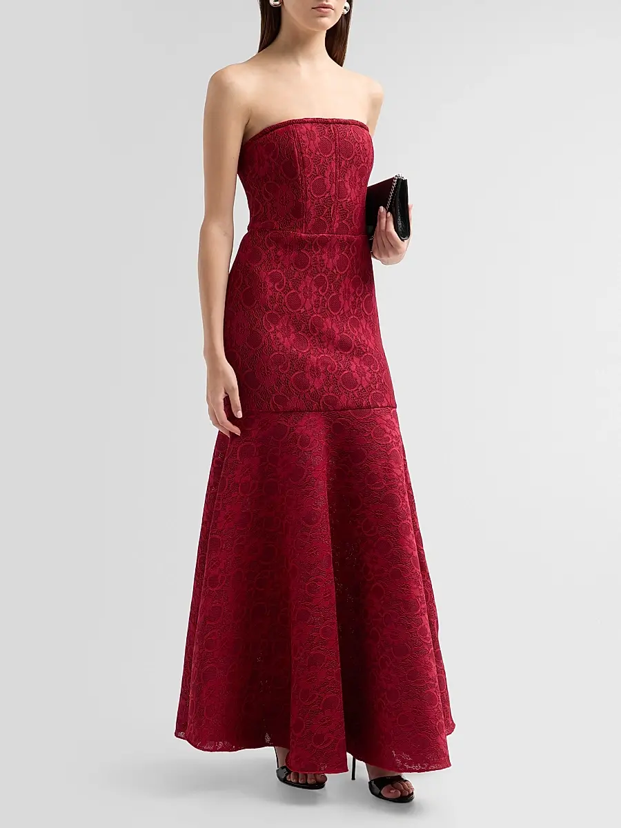 BLACK HALO Women's Kristy Strapless Lace Jacquard Trumpet Gown | Thumbnail 4 BLACK HALO Women's Kristy Strapless Lace Jacquard Trumpet Gown | Thumbnail 4