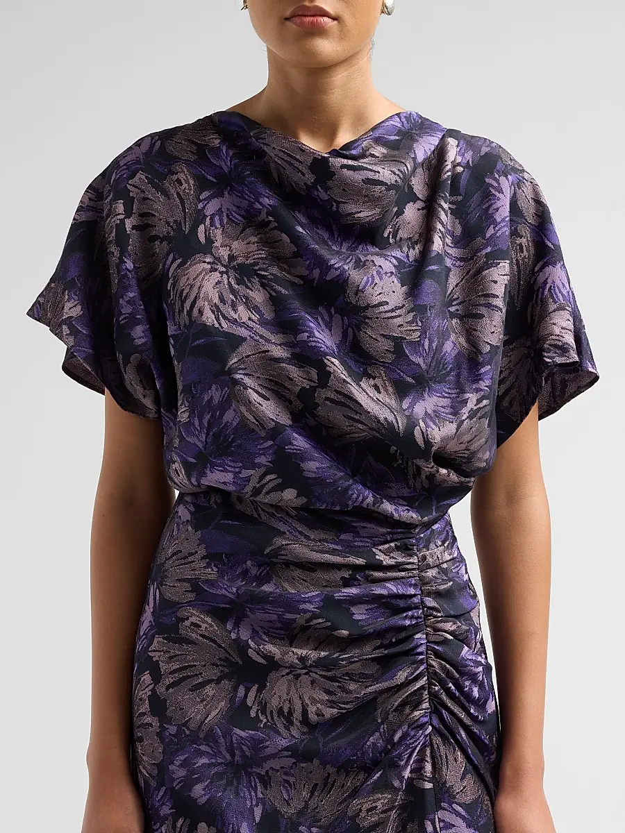 Amsale Women's Floral Jacquard Draped Midi Dress | Thumbnail 5 Amsale Women's Floral Jacquard Draped Midi Dress | Thumbnail 5